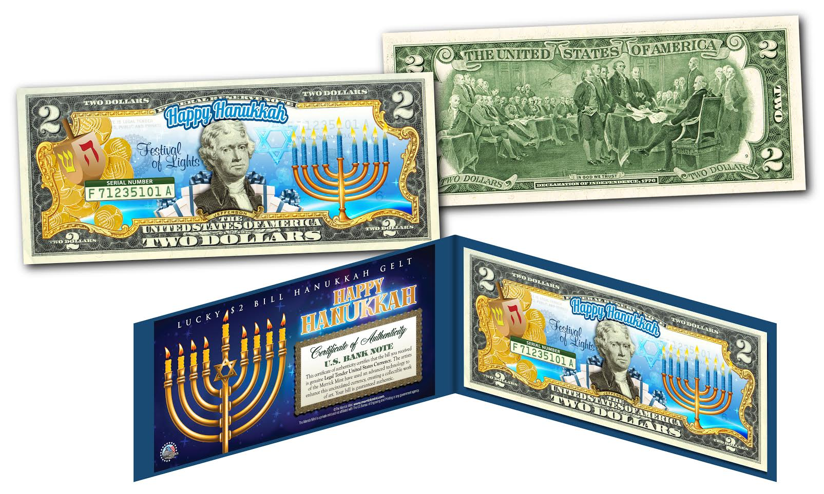 HAPPY HANUKKAH Chanukah Menorah Jewish Holiday Genuine Legal Tender U S 